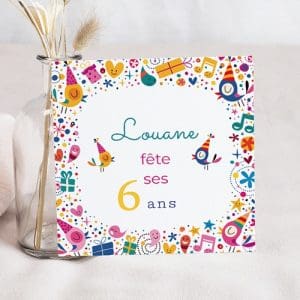 carton d'invitation pour les 6 ans spécial anniversaire